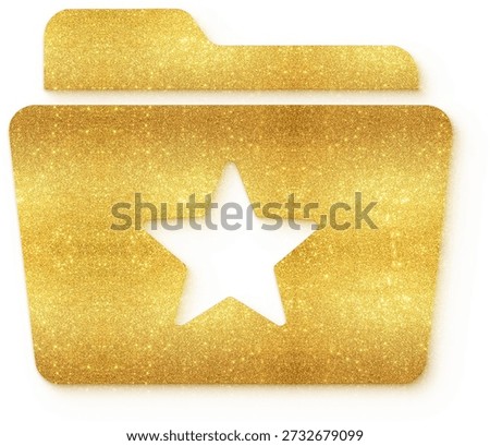Gold glitter document folder silhouette with a favorite star