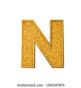 Gold Glitter Letter N Shiny Sparkling Stock Illustration 1345547855