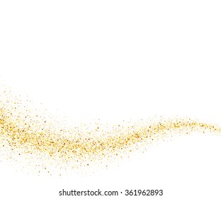 Gold Glitter Wave Abstract Background, Golden Sparkles On White Background, Design Template