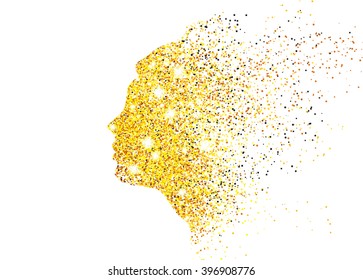 Gold glitter women. Concept for beauty salon, cosmetics, cosmetology and spa. - Powered by Shutterstock