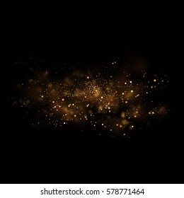 Gold Glittering Star Light And Bokeh.Magic Dust Abstract Background Element For Your Product.