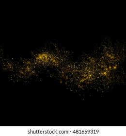 Gold Glittering Star Magic Dust On Background.Particles For Your Product.