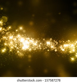 Gold Glittering Stars Dust Trail Background