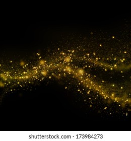 Gold Glittering Stars Dust Trail Background