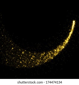 Gold Glittering Stars Dust Trail Background