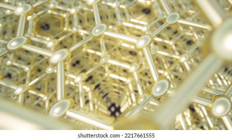 Gold Grid Design Abstract Graphene Structure Science 3d Render