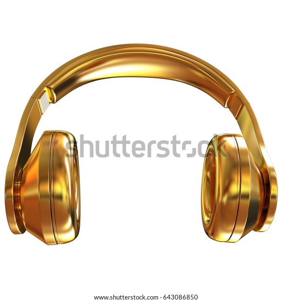 Gold Headphones Icon On White Background Stock Illustration 643086850