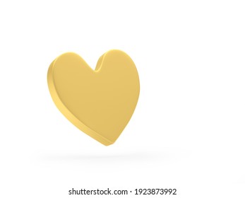 Gold Heart Icon Isolated On White. 3d Illustration 