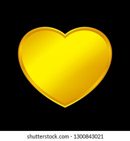 Gold Heart Shape Isolated On Black Stock Illustration 1300843021 ...