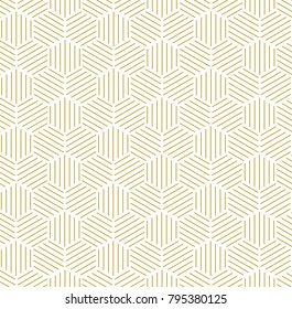 Gold Hexagonal Line Seamless Repeat Pattern Background