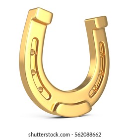 Gold horseshoe, 3D illustration
