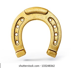 gold horseshoe isolated on a white background