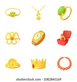 Gold Jewelry Icons Set Cartoon Set Stock Illustration 1082845169 ...