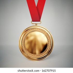  Gold Medal Isolated On A Grey Background