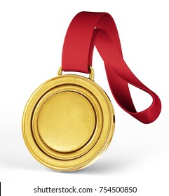 Gold Medal Isolated On A Grey Background. 3d Illustration