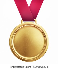 Gold Medal Isolated On A White. 3d Illustration