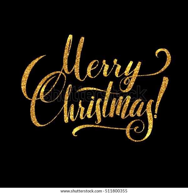 Gold Merry Christmas Card Golden Shiny Stock Illustration 511800355 ...