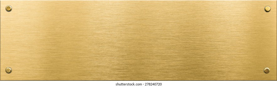 gold metal plaque or nameboard with rivets 
