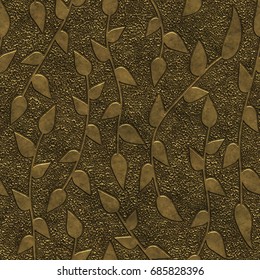 Gold metal seamless texture with pattern, 3d illustration