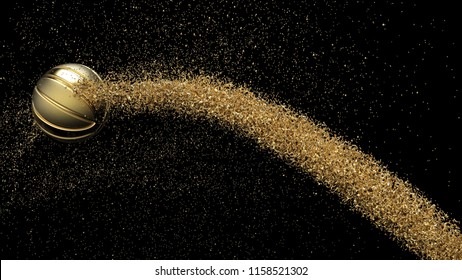 Gold Metallic Basketball with Particles. 3D sketch design and illustration. 3D high quality rendering. - Shutterstock ID 1158521302