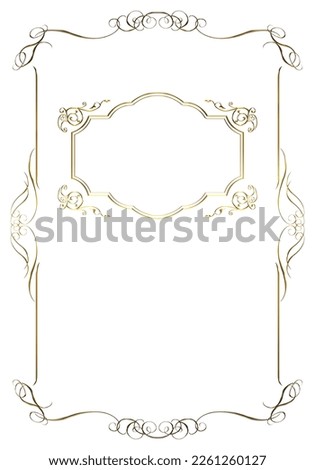 Gold metallic frame with oriental pattern. Vintage background, certificate background, certificate border. damask border.3D.