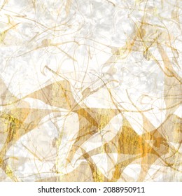 Gold Metallic Handmade Rice Paper Texture. Seamless Washi Sheet Background With Golden Blur Metal Flakes. For Modern Wedding Texture, Elegant Stationery And Minimal Japanese Style Design Elements.