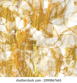 Gold Metallic Handmade Rice Paper Texture. Seamless Washi Sheet Background With Golden Blur Metal Flakes. For Modern Wedding Texture, Elegant Stationery And Minimal Japanese Style Design Elements.