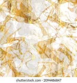 Gold Metallic Handmade Rice Paper Texture. Seamless Washi Sheet Background With Golden Blur Metal Flakes. For Modern Wedding Texture, Elegant Stationery And Minimal Japanese Style Design Elements.