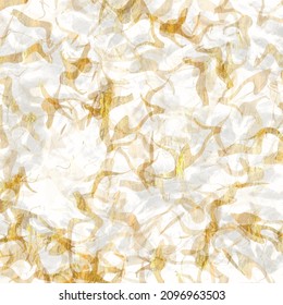 Gold Metallic Handmade Rice Paper Texture. Seamless Washi Sheet Background With Golden Metal Flakes. For Modern Wedding Texture, Elegant Stationery And Minimal Japanese Style Design Elements.