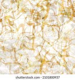 Gold Metallic Handmade Rice Paper Texture. Seamless Washi Sheet Background With Golden Metal Flakes. For Modern Wedding Texture, Elegant Stationery And Minimal Japanese Style Design Elements.