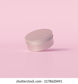 Gold metallic round tin, editable cosmetic jar mockup. 3d render