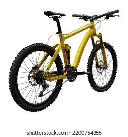 Gold mountain bike on an isolated white background. 3d rendering - Shutterstock ID 2200754355