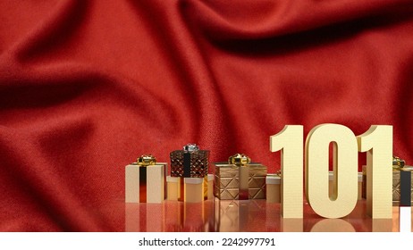 The gold number 101 and gift box on red silk for business concept - Powered by Shutterstock