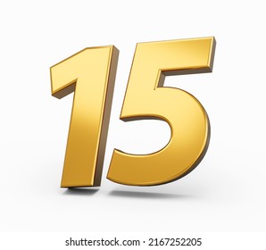 Gold Number 15 Fifteen Isolated White Stock Illustration 2167252205 ...