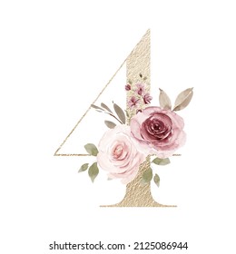 Floral Alphabet Letter Watercolor Flowers Leaf Stock Illustration ...