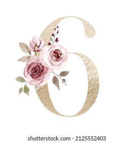 Floral Alphabet Letter Watercolor Flowers Leaf Stock Illustration ...