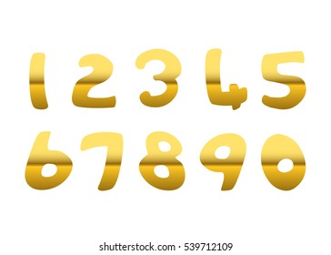 Gold numbers set. Golden metallic font, isolated on white background. Beautiful typography metal design for decoration. Symbol elegance royal graphic. Modern fashion signs. illustration - Shutterstock ID 539712109