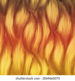 Gold And Orange Hair Texture, Seamless Background. Abstract Hand-drawn Pattern Waves Background. Hair Background.