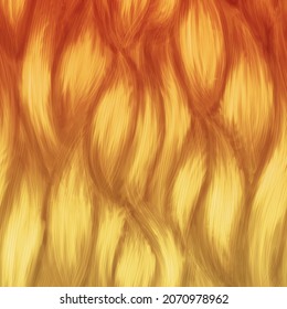 Gold And Orange Hair Texture, Seamless Background. Abstract Hand-drawn Pattern Waves Background. Hair Background.