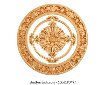 Gold Ornament On A White Background. Isolated. 3D Illustration