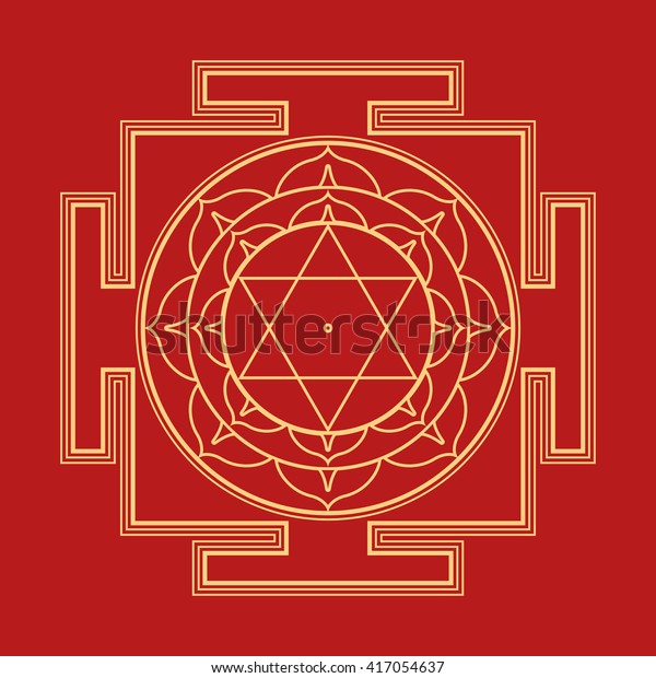 Gold Outline Hinduism Bhuvaneshwari Yantra Prakriti Stock Illustration ...