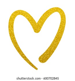 Gold Paint Heart Love Sign Symbol Logo Set