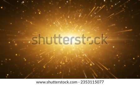 Gold particles explosion in the sky, Flicker Light effect. 