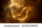 Gold particles floating background, Liquid gold, golden abstract backdrop. Beautiful metallic yellow dust texture, Metallic paint close-up. Art Wallpaper waves surface