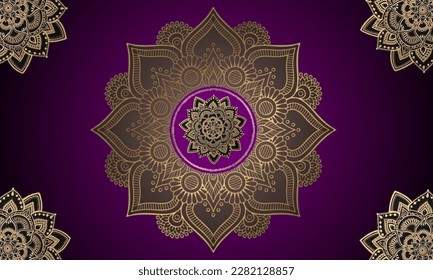 Gold Patterned Purple shading background