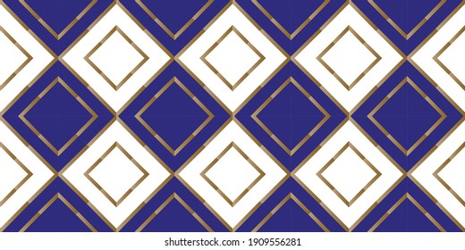 gold patterns on a blue background, Geometric pattern, executed in a coherent surface. The background image. Luxury Geometric Pattern with art deco ornament. Abstract fractal