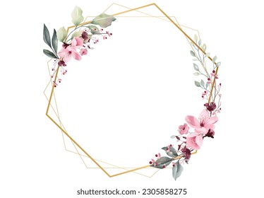 Gold and pink Flower frame border - Powered by Shutterstock