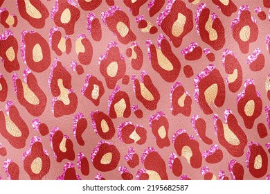 Gold And Pink Glam Leopard Skin Texture Background, Leopard Skin Pattern Background.