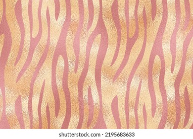 Gold And Pink Glam Tiger Skin Texture Background, Tiger Skin Pattern Background.