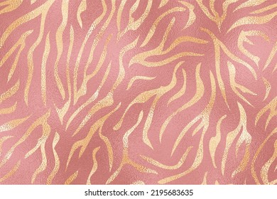 Gold And Pink Glam Tiger Skin Texture Background, Tiger Skin Pattern Background.